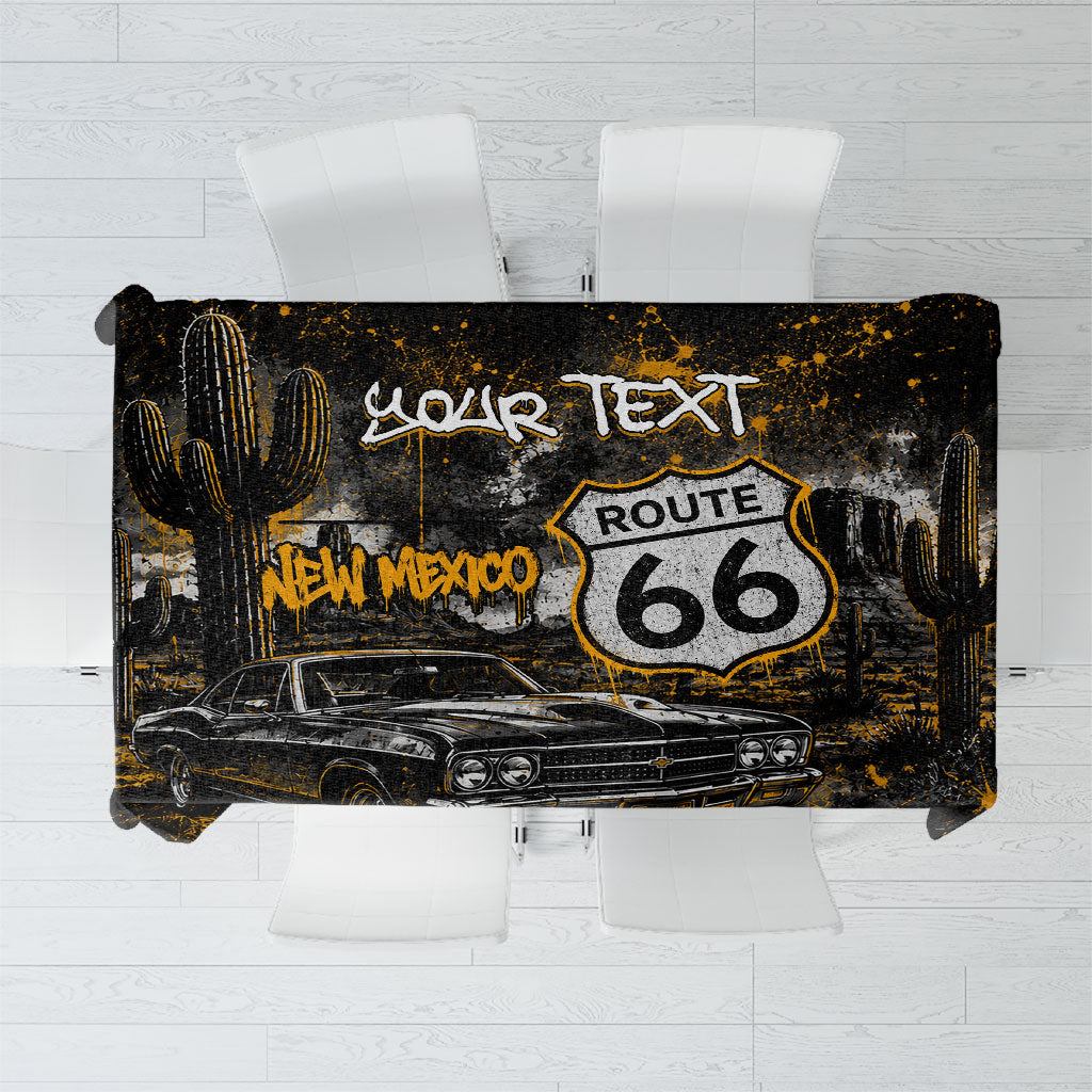 Personalized New Mexico Route 66 Classic Car Tablecloth Desert Cactus Grunge Paint Splatter Vintage Road Trip