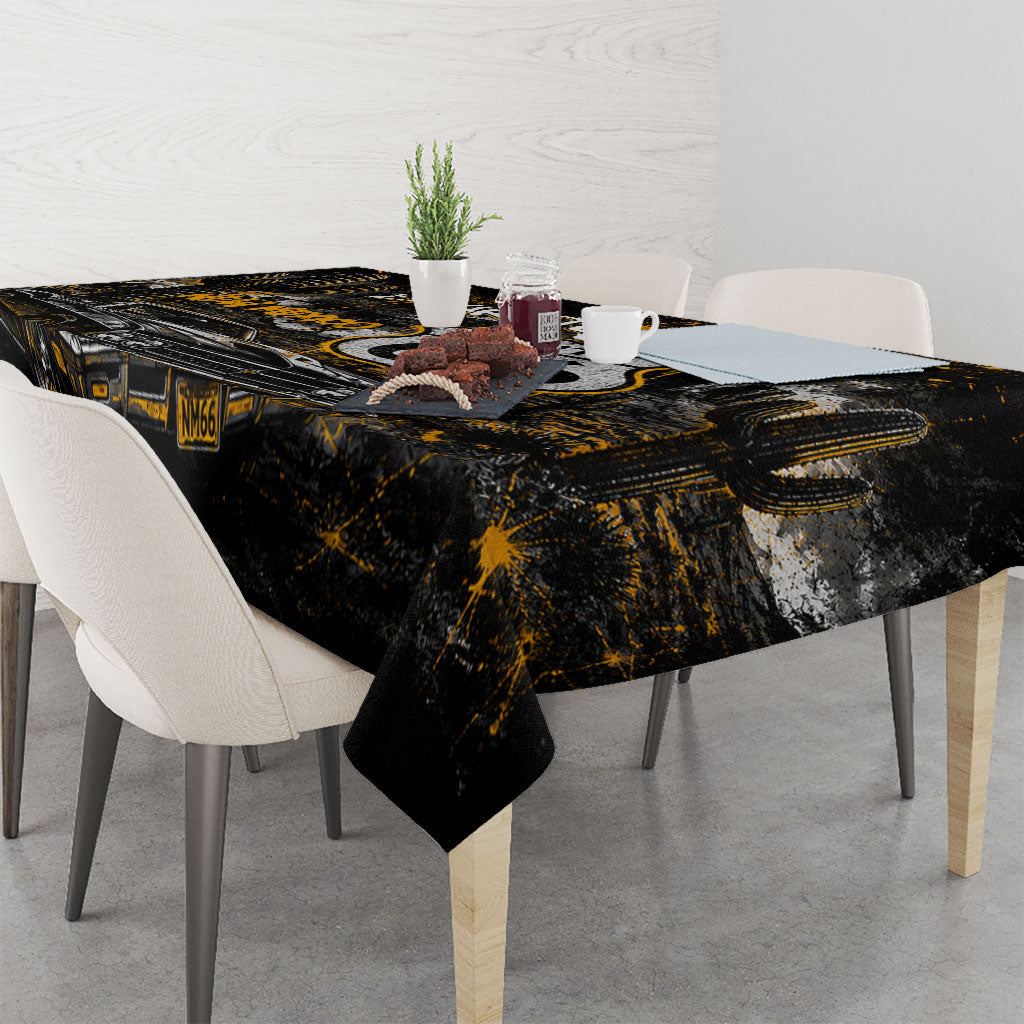 Personalized New Mexico Route 66 Classic Car Tablecloth Desert Cactus Grunge Paint Splatter Vintage Road Trip