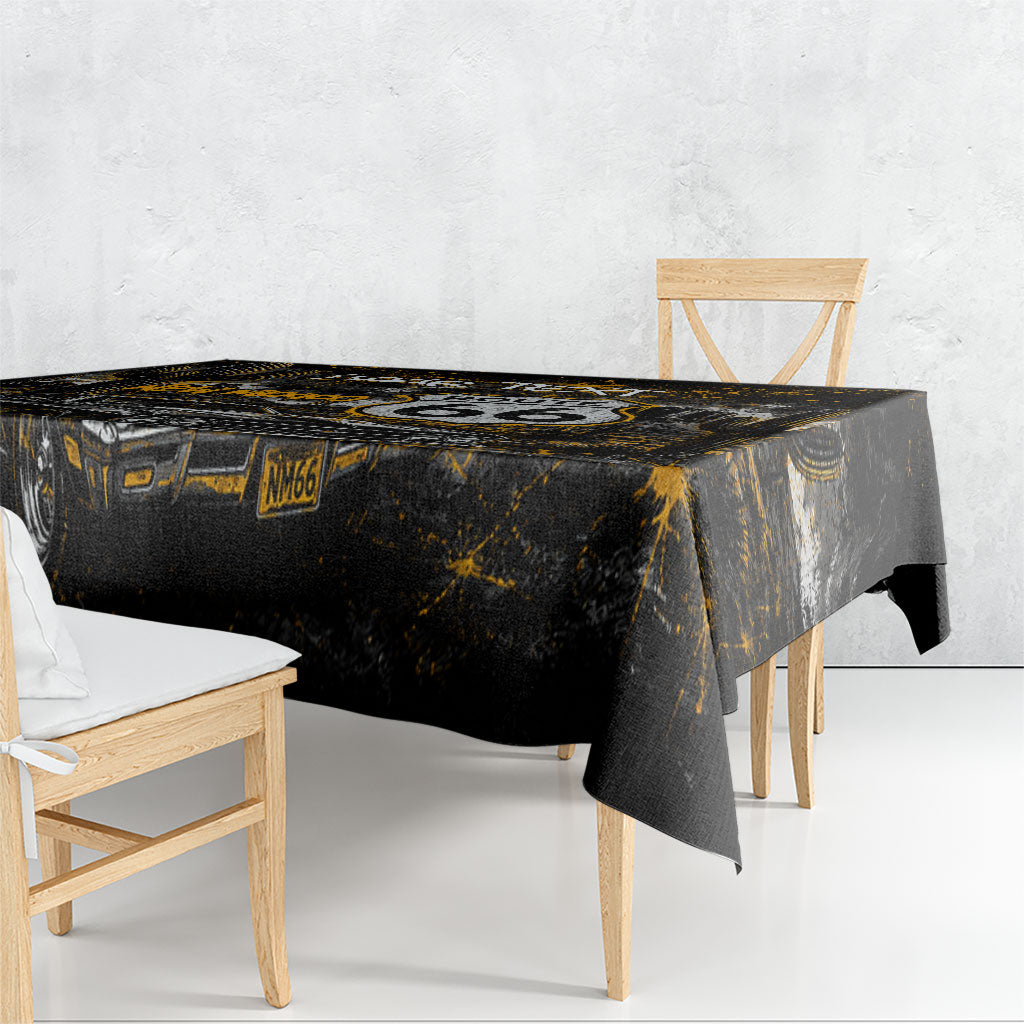 Personalized New Mexico Route 66 Classic Car Tablecloth Desert Cactus Grunge Paint Splatter Vintage Road Trip