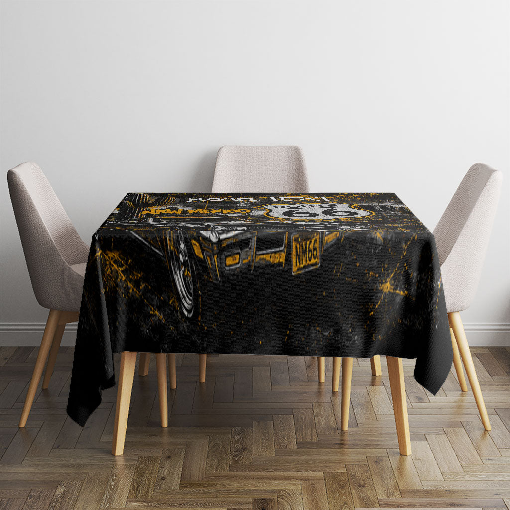 Personalized New Mexico Route 66 Classic Car Tablecloth Desert Cactus Grunge Paint Splatter Vintage Road Trip