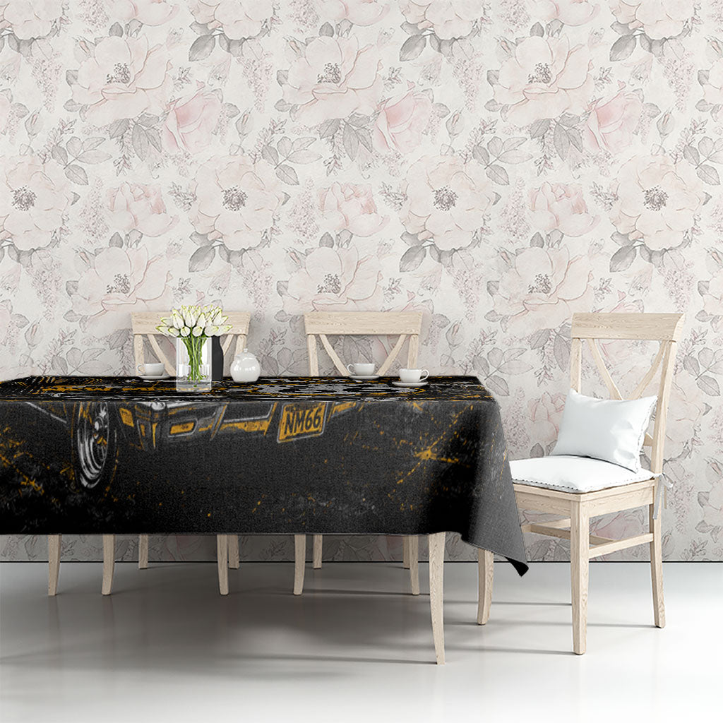 Personalized New Mexico Route 66 Classic Car Tablecloth Desert Cactus Grunge Paint Splatter Vintage Road Trip