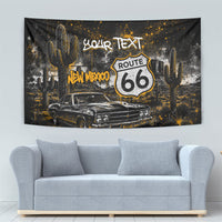 Personalized New Mexico Route 66 Classic Car Tapestry Desert Cactus Grunge Paint Splatter Vintage Road Trip