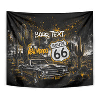 Personalized New Mexico Route 66 Classic Car Tapestry Desert Cactus Grunge Paint Splatter Vintage Road Trip