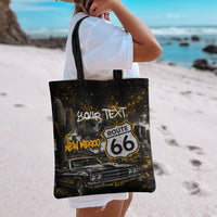 Personalized New Mexico Route 66 Classic Car Tote Bag Desert Cactus Grunge Paint Splatter Vintage Road Trip