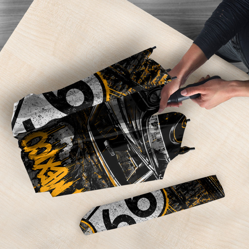 Personalized New Mexico Route 66 Classic Car Umbrella Desert Cactus Grunge Paint Splatter Vintage Road Trip