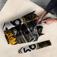 Personalized New Mexico Route 66 Classic Car Umbrella Desert Cactus Grunge Paint Splatter Vintage Road Trip