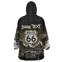 Personalized New Mexico Route 66 Classic Car Wearable Blanket Hoodie Desert Cactus Grunge Paint Splatter Vintage Road Trip