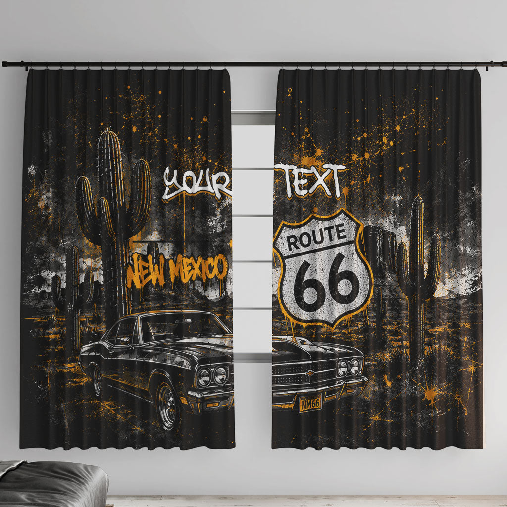 Personalized New Mexico Route 66 Classic Car Window Curtain Desert Cactus Grunge Paint Splatter Vintage Road Trip