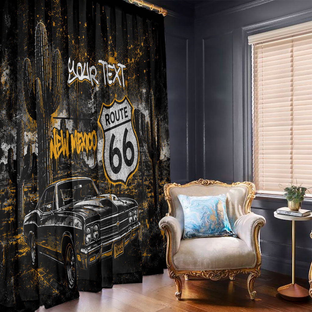 Personalized New Mexico Route 66 Classic Car Window Curtain Desert Cactus Grunge Paint Splatter Vintage Road Trip