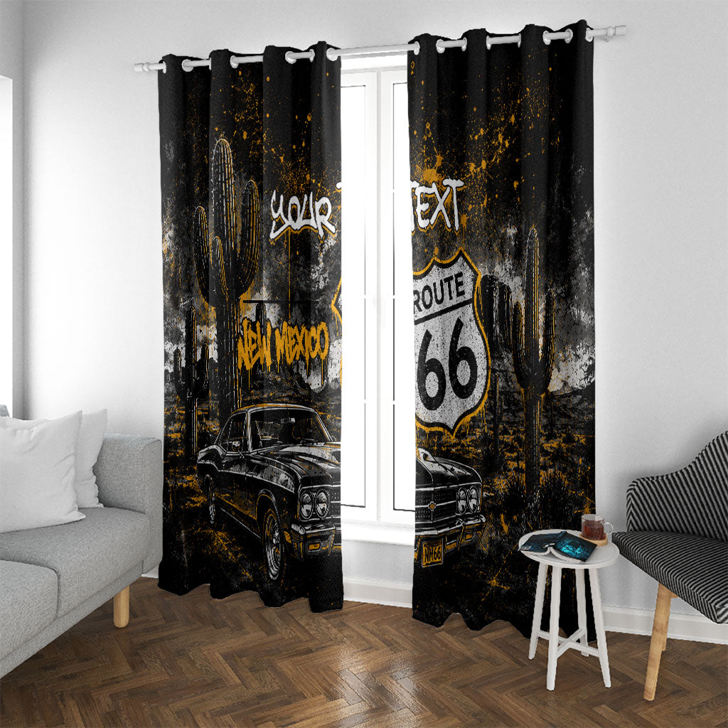 Personalized New Mexico Route 66 Classic Car Window Curtain Desert Cactus Grunge Paint Splatter Vintage Road Trip
