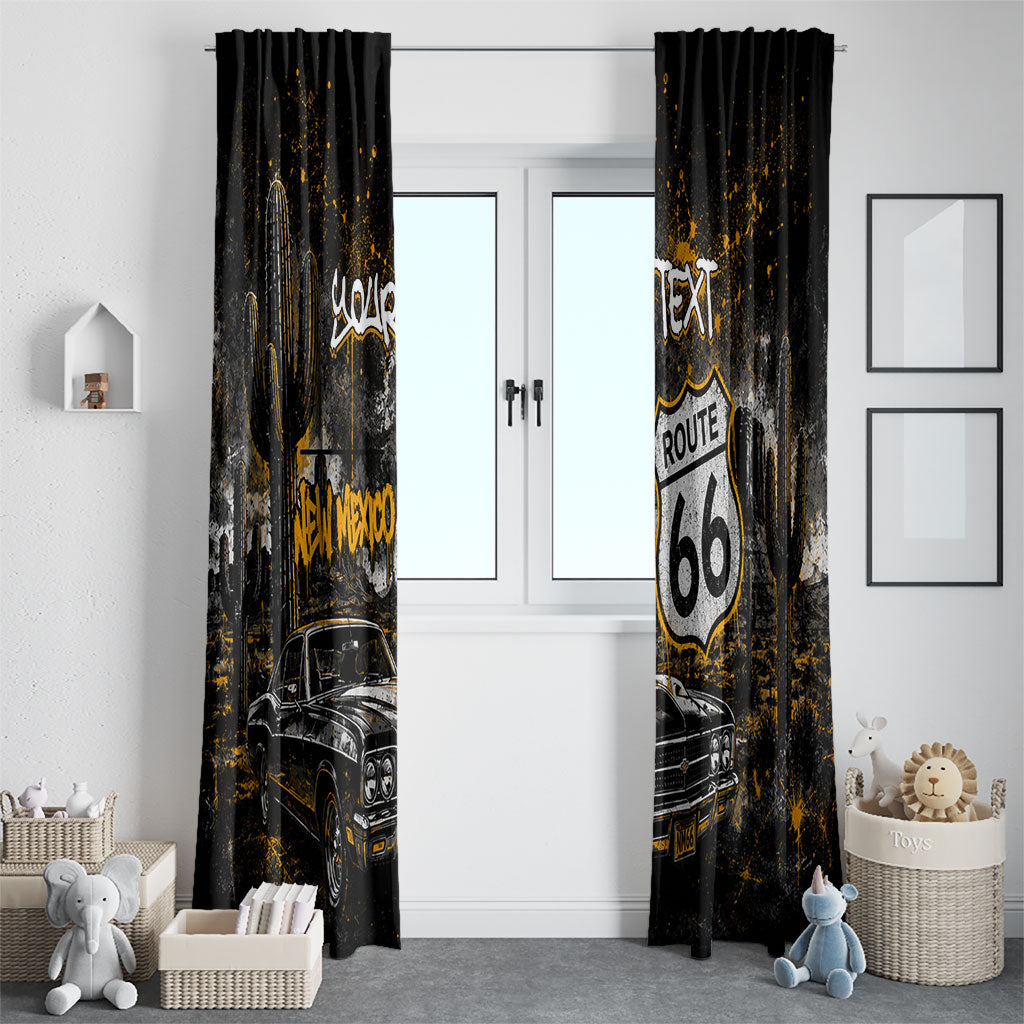 Personalized New Mexico Route 66 Classic Car Window Curtain Desert Cactus Grunge Paint Splatter Vintage Road Trip
