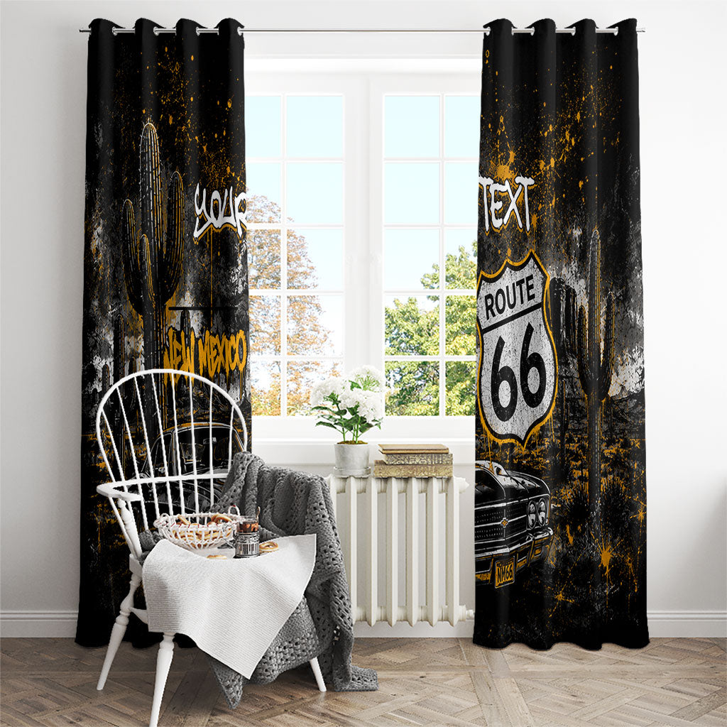 Personalized New Mexico Route 66 Classic Car Window Curtain Desert Cactus Grunge Paint Splatter Vintage Road Trip