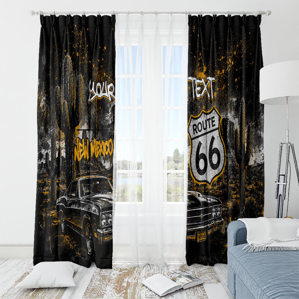 Personalized New Mexico Route 66 Classic Car Window Curtain Desert Cactus Grunge Paint Splatter Vintage Road Trip