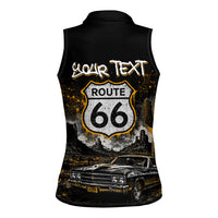 Personalized New Mexico Route 66 Classic Car Women Sleeveless Polo Shirt Desert Cactus Grunge Paint Splatter Vintage Road Trip