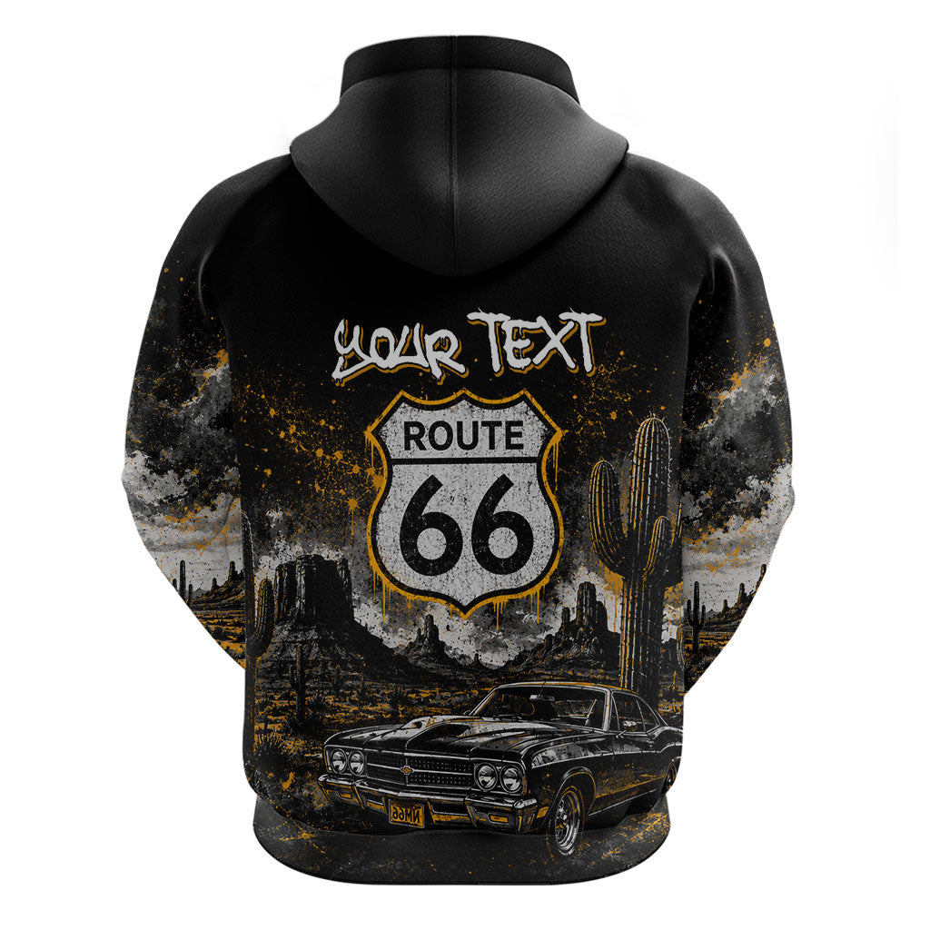 Personalized New Mexico Route 66 Classic Car Zip Hoodie Desert Cactus Grunge Paint Splatter Vintage Road Trip