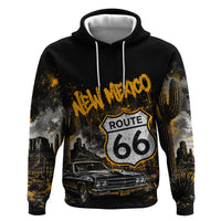 Personalized New Mexico Route 66 Classic Car Zip Hoodie Desert Cactus Grunge Paint Splatter Vintage Road Trip