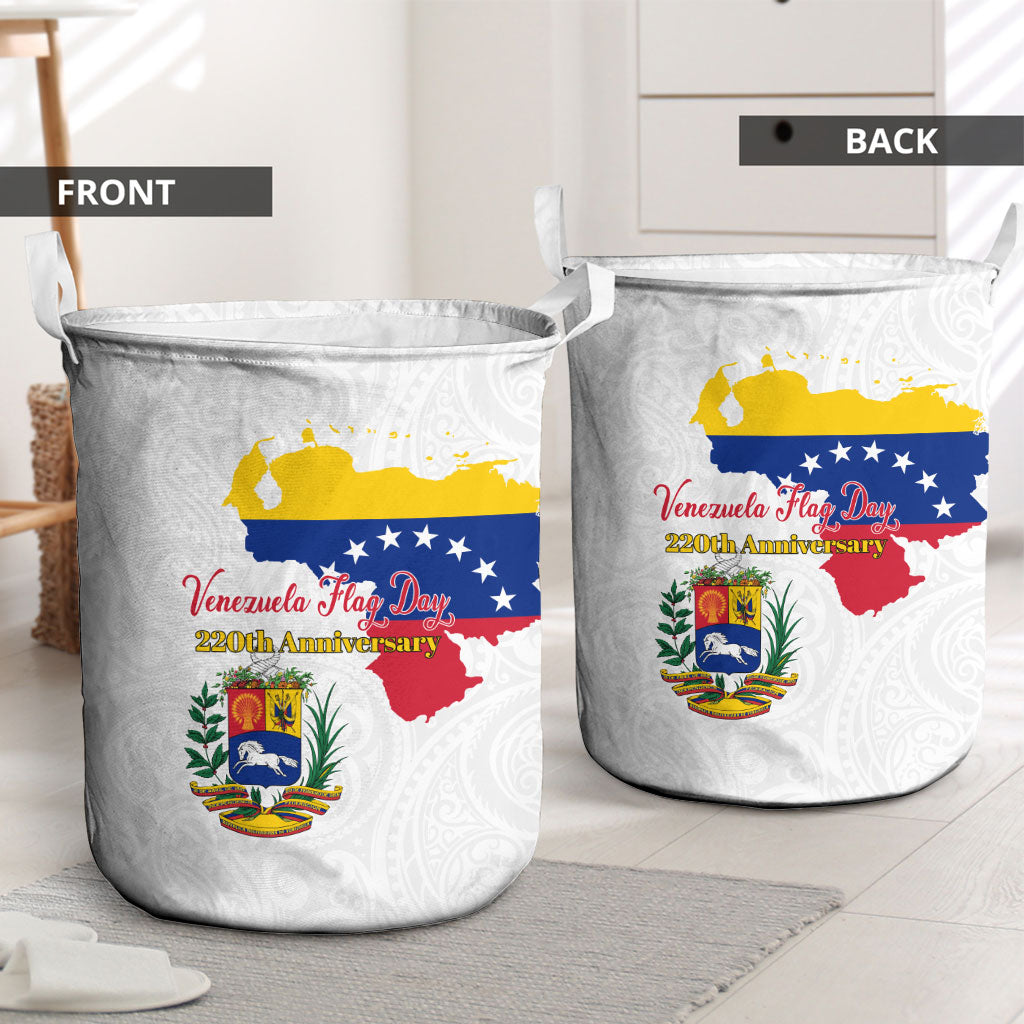 Venezuela Flag Day 220th Anniversary Laundry Basket Patriotic Map Coat Of Arms Subtle