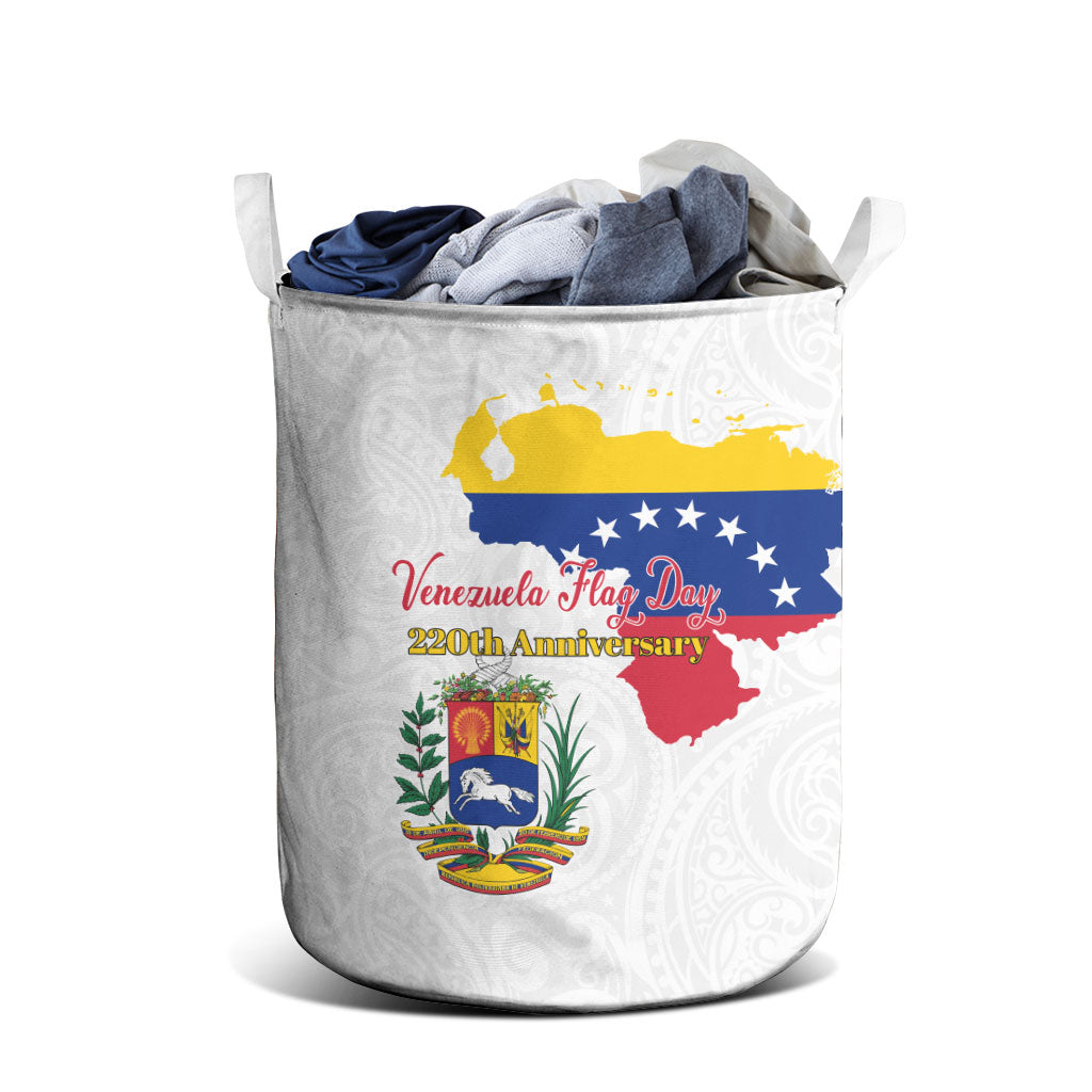 Venezuela Flag Day 220th Anniversary Laundry Basket Patriotic Map Coat Of Arms Subtle