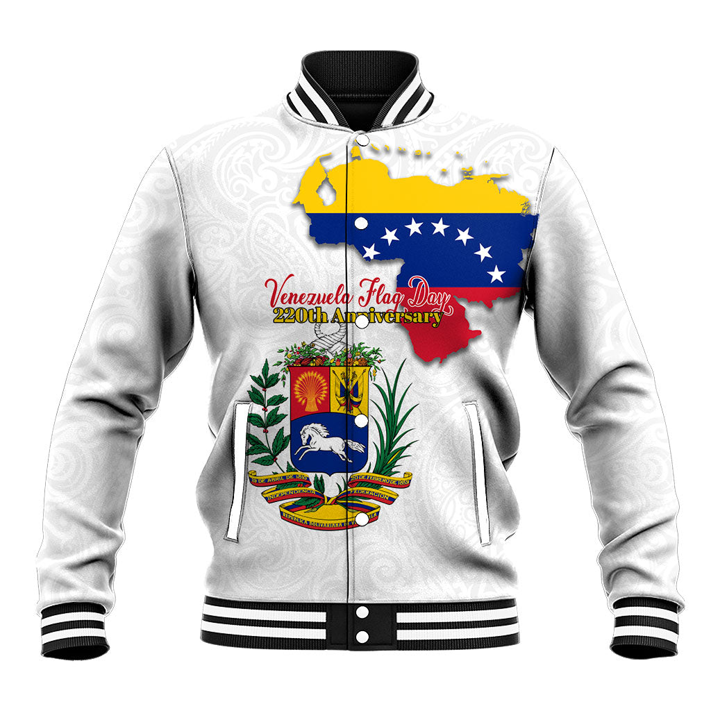 Venezuela Flag Day 220th Anniversary Baseball Jacket Patriotic Map Coat Of Arms Subtle