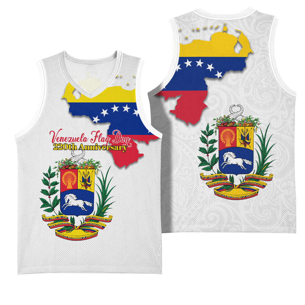 Venezuela Flag Day 220th Anniversary Basketball Jersey Patriotic Map Coat Of Arms Subtle