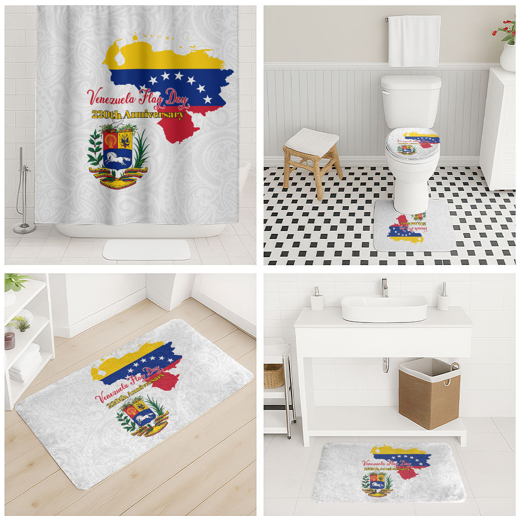 Venezuela Flag Day 220th Anniversary Bathroom Set Patriotic Map Coat Of Arms Subtle