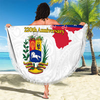 Venezuela Flag Day 220th Anniversary Beach Blanket Patriotic Map Coat Of Arms Subtle