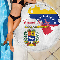 Venezuela Flag Day 220th Anniversary Beach Blanket Patriotic Map Coat Of Arms Subtle