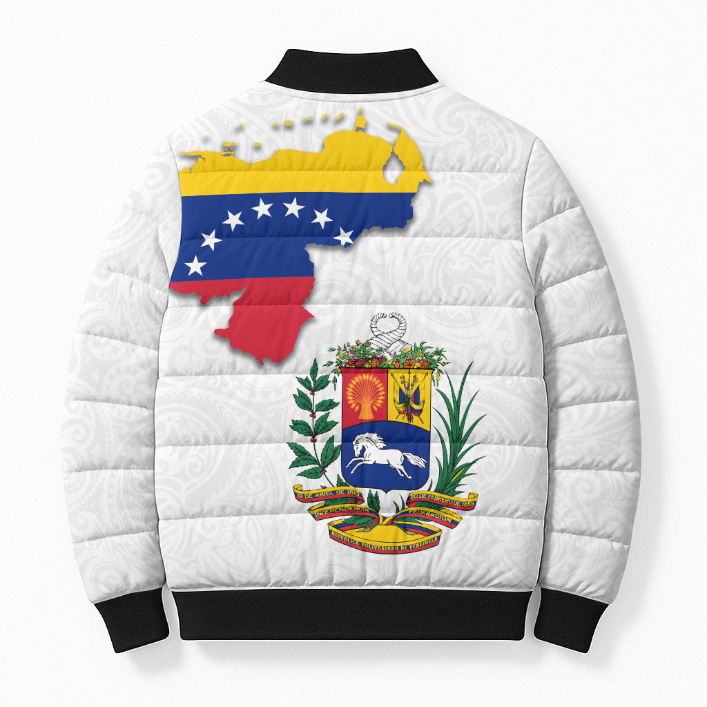 Venezuela Flag Day 220th Anniversary Bomber Puffer Jacket Patriotic Map Coat Of Arms Subtle
