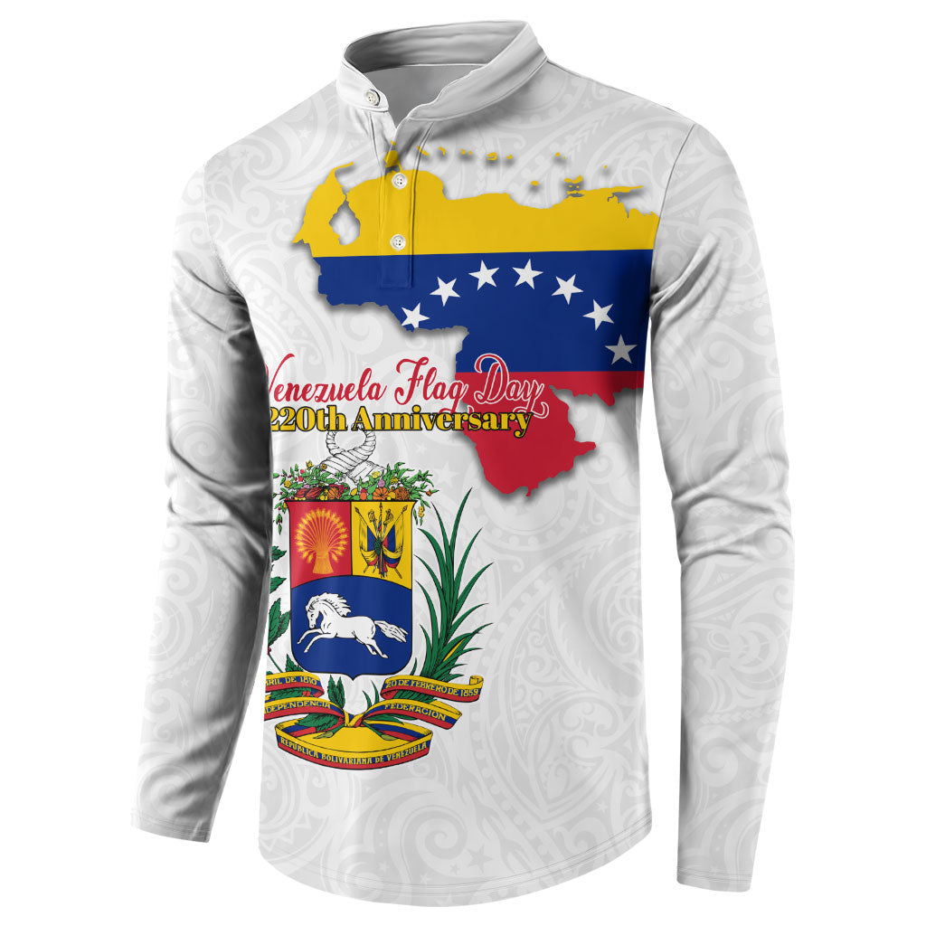 Venezuela Flag Day 220th Anniversary Button Sweatshirt Patriotic Map Coat Of Arms Subtle