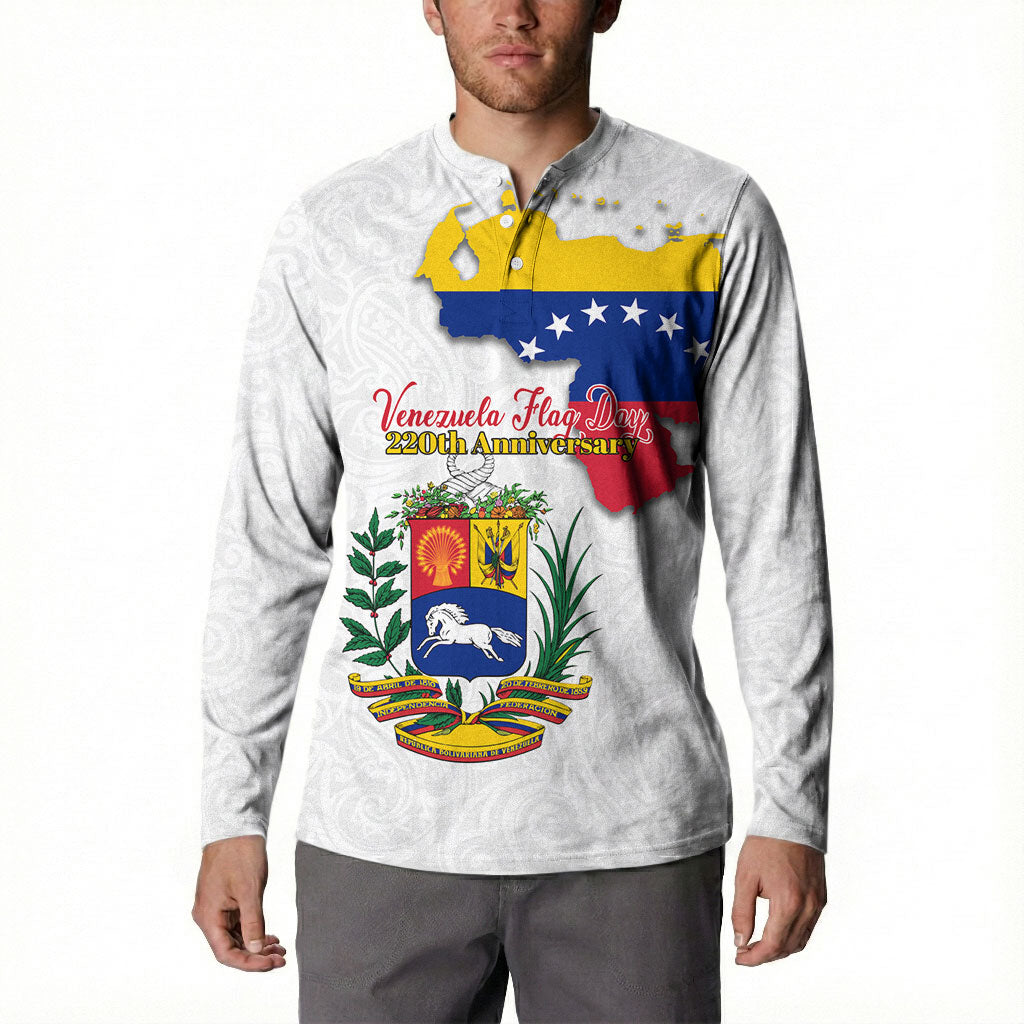 Venezuela Flag Day 220th Anniversary Button Sweatshirt Patriotic Map Coat Of Arms Subtle