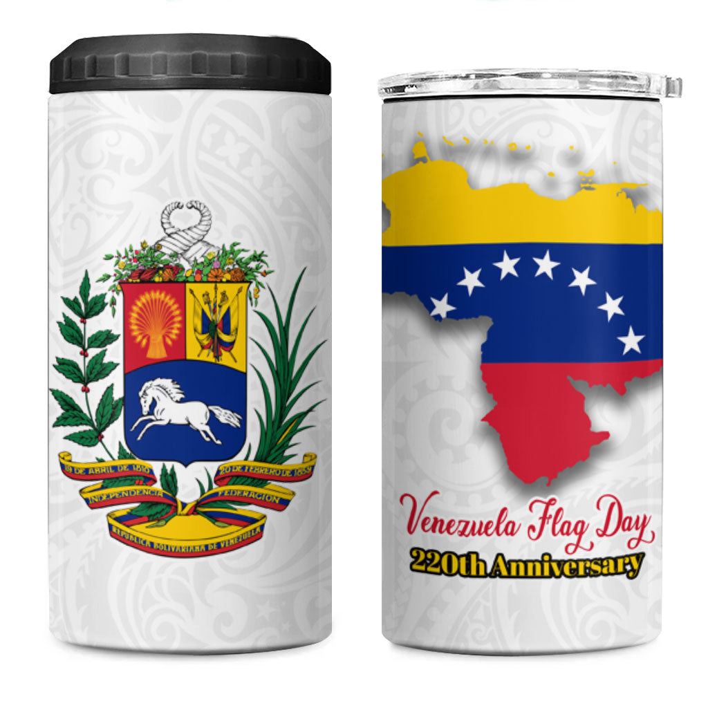 Venezuela Flag Day 220th Anniversary 4 in 1 Can Cooler Tumbler Patriotic Map Coat Of Arms Subtle