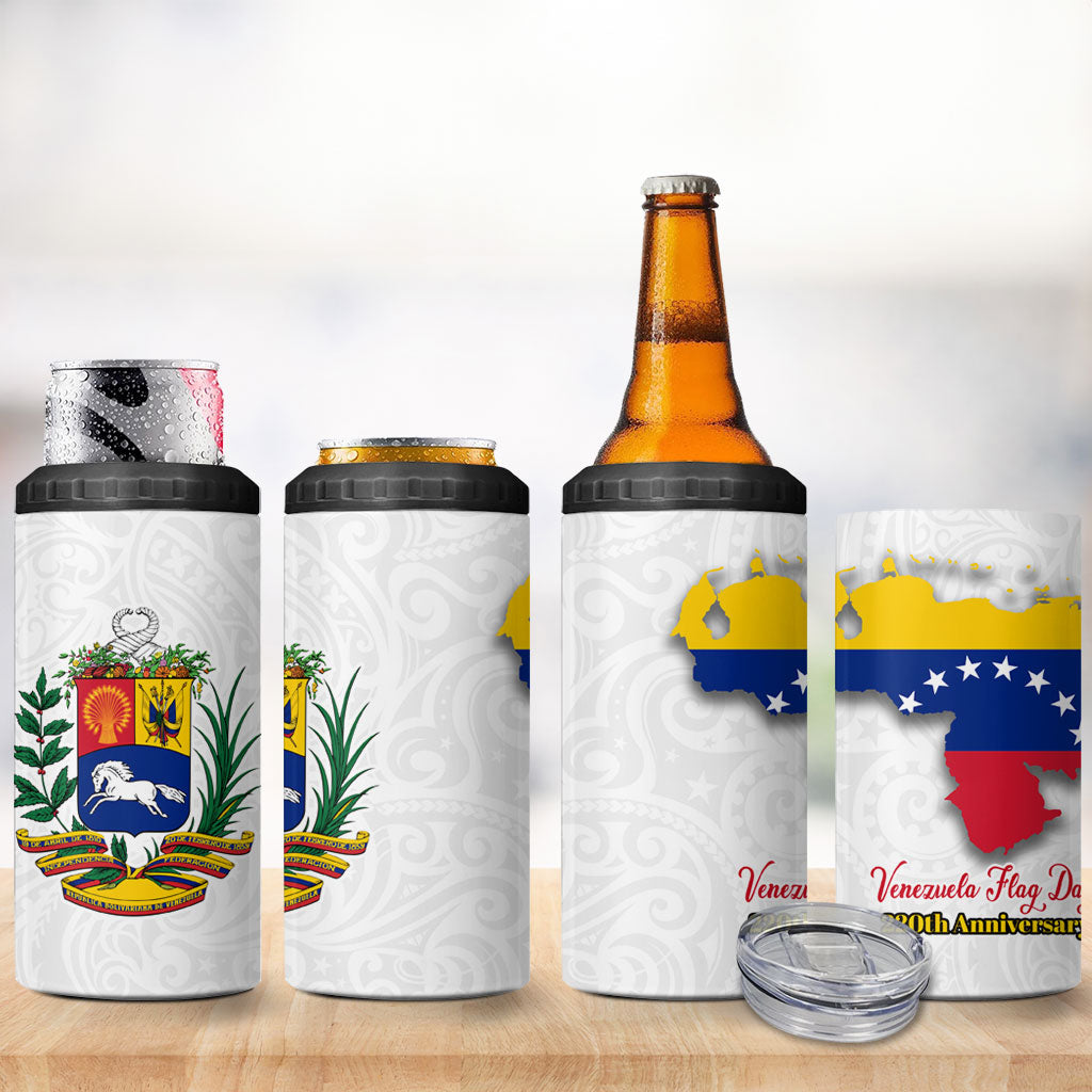 Venezuela Flag Day 220th Anniversary 4 in 1 Can Cooler Tumbler Patriotic Map Coat Of Arms Subtle