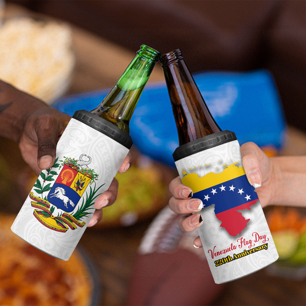 Venezuela Flag Day 220th Anniversary 4 in 1 Can Cooler Tumbler Patriotic Map Coat Of Arms Subtle