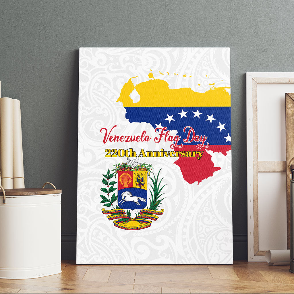 Venezuela Flag Day 220th Anniversary Canvas Wall Art Patriotic Map Coat Of Arms Subtle