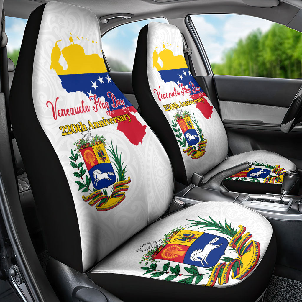 Venezuela Flag Day 220th Anniversary Car Seat Cover Patriotic Map Coat Of Arms Subtle