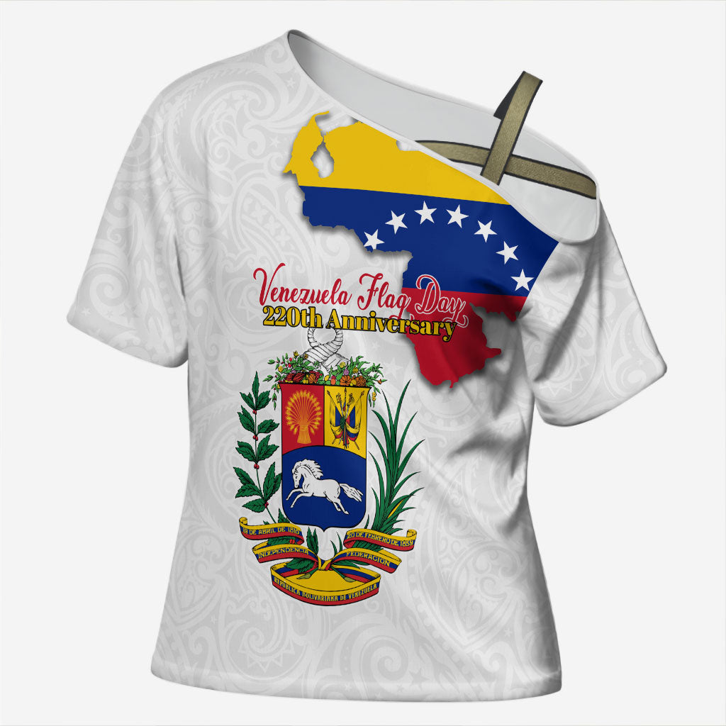 Venezuela Flag Day 220th Anniversary Cross Shoulder Shirt Patriotic Map Coat Of Arms Subtle