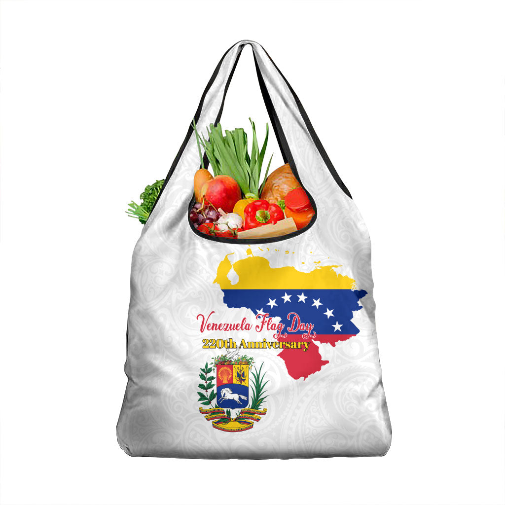Venezuela Flag Day 220th Anniversary Grocery Bag Patriotic Map Coat Of Arms Subtle