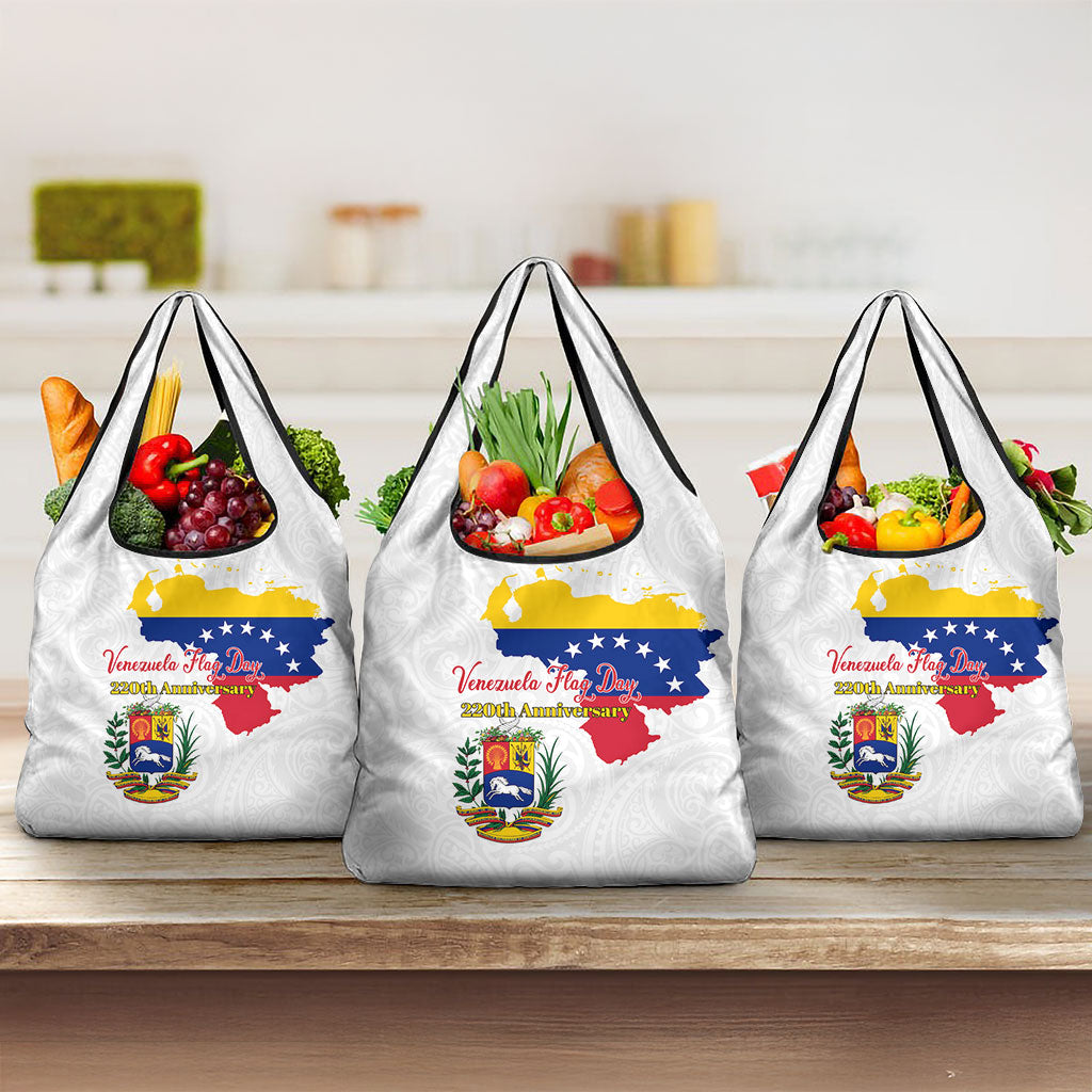 Venezuela Flag Day 220th Anniversary Grocery Bag Patriotic Map Coat Of Arms Subtle