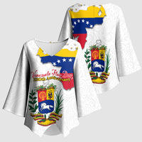 Venezuela Flag Day 220th Anniversary Kimono Sleeve Blouse Patriotic Map Coat Of Arms Subtle