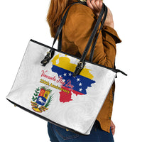 Venezuela Flag Day 220th Anniversary Leather Tote Bag Patriotic Map Coat Of Arms Subtle