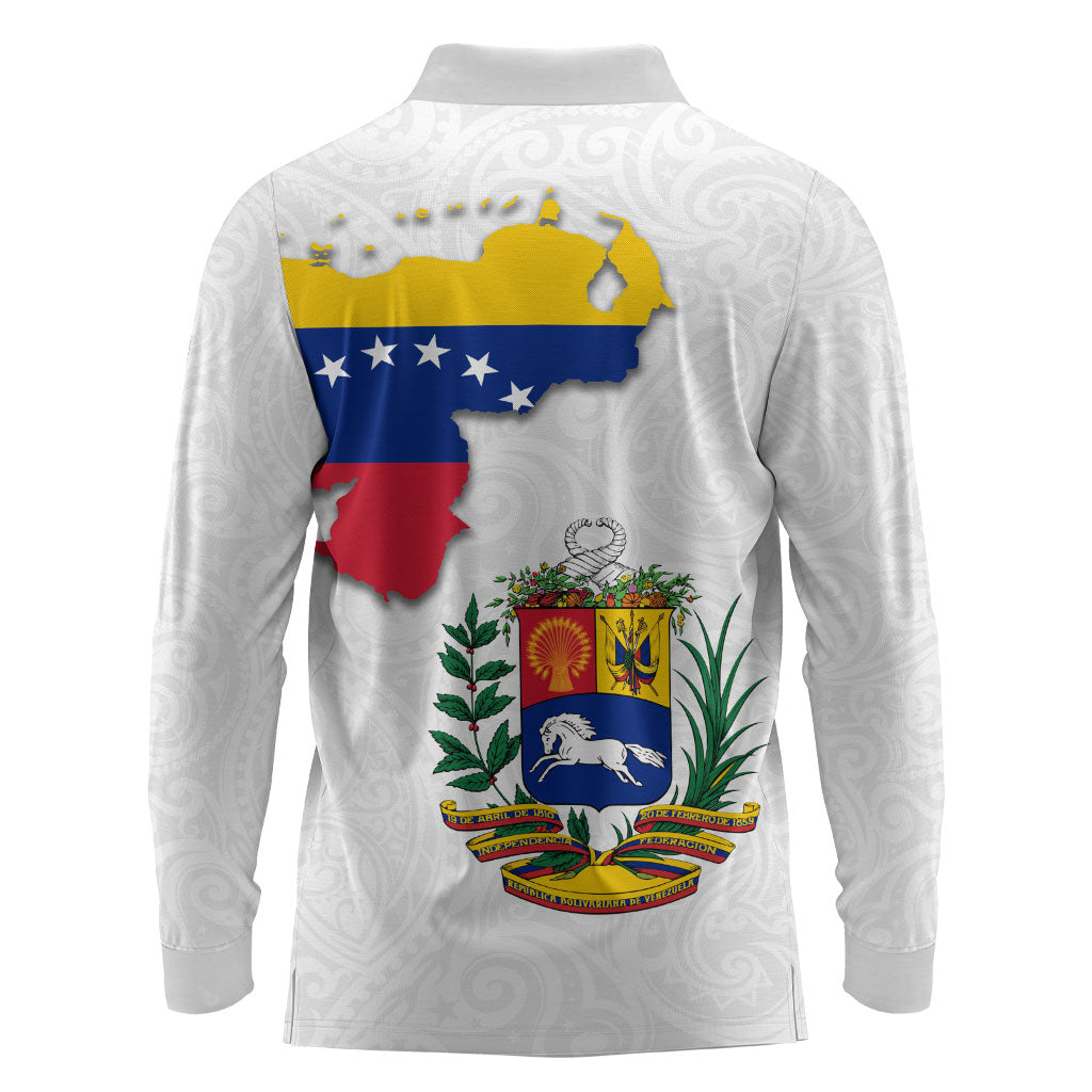 Venezuela Flag Day 220th Anniversary Long Sleeve Polo Shirt Patriotic Map Coat Of Arms Subtle