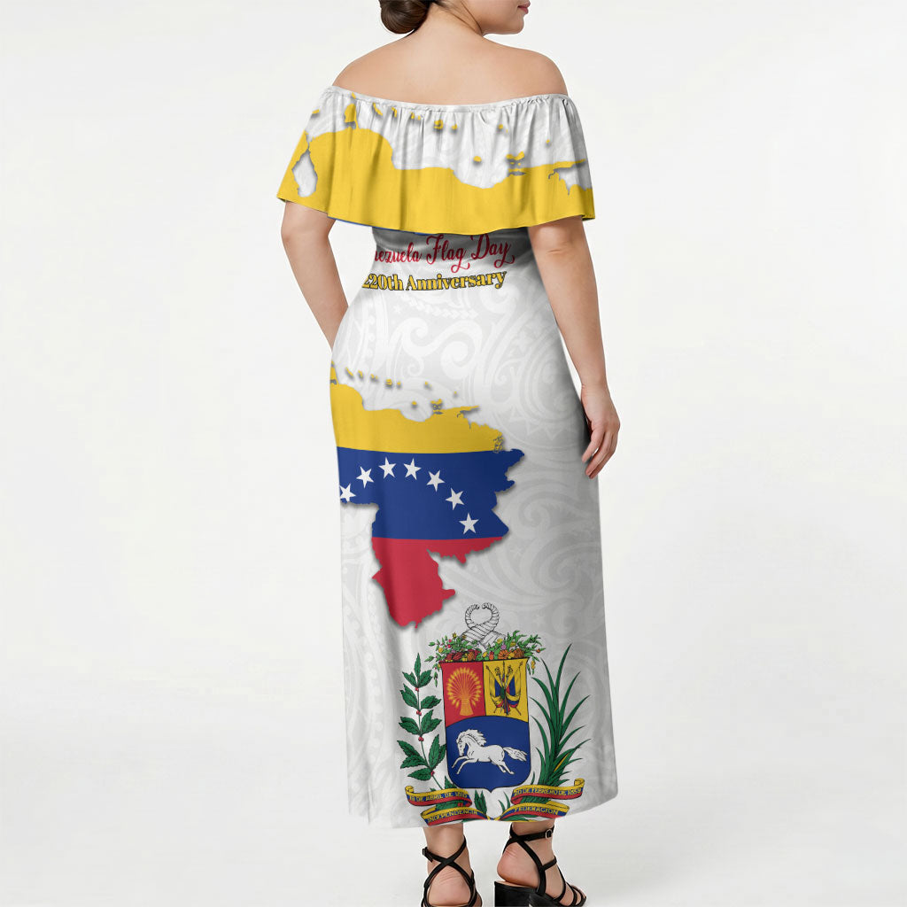 Venezuela Flag Day 220th Anniversary Off Shoulder Maxi Dress Patriotic Map Coat Of Arms Subtle