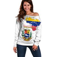 Venezuela Flag Day 220th Anniversary Off Shoulder Sweater Patriotic Map Coat Of Arms Subtle