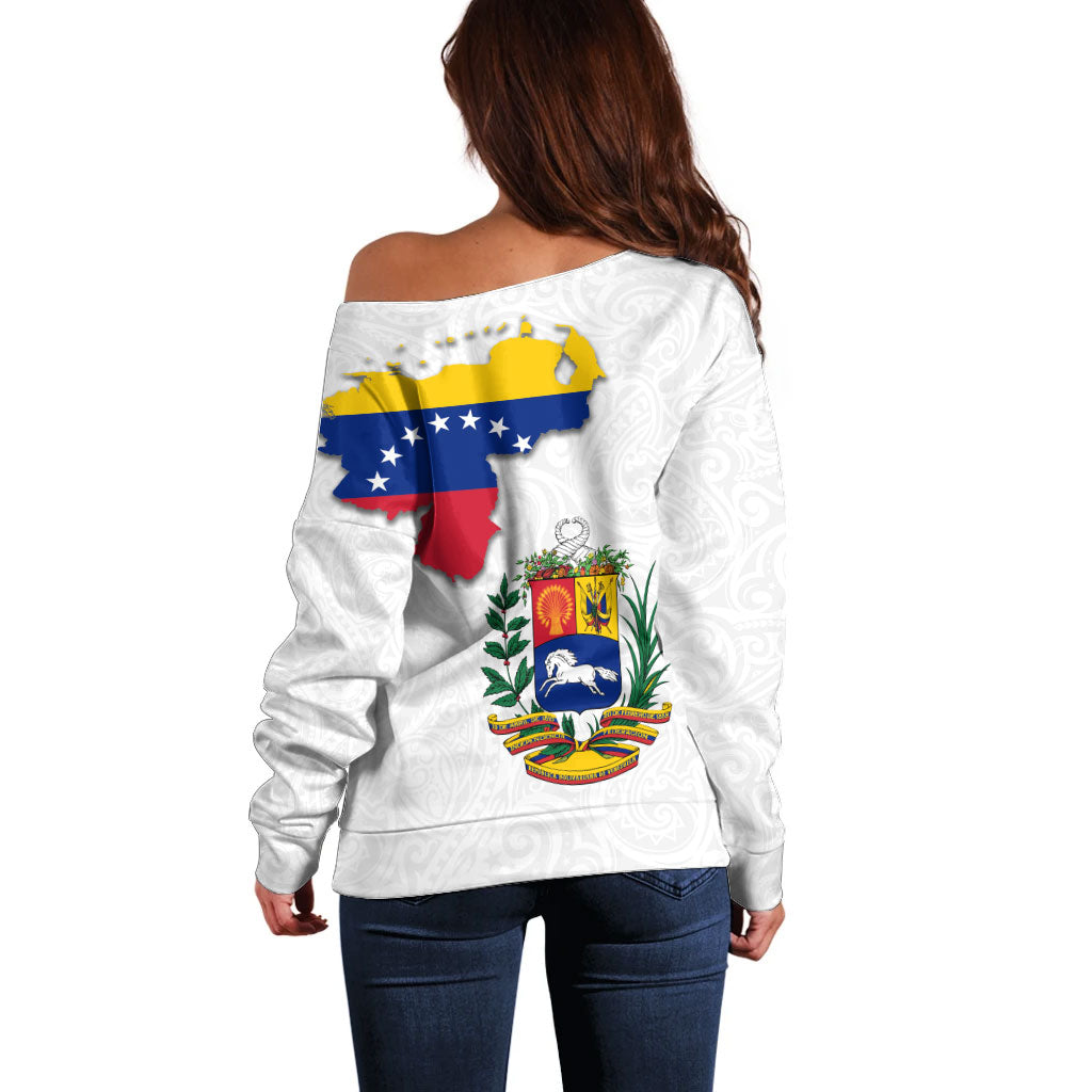 Venezuela Flag Day 220th Anniversary Off Shoulder Sweater Patriotic Map Coat Of Arms Subtle