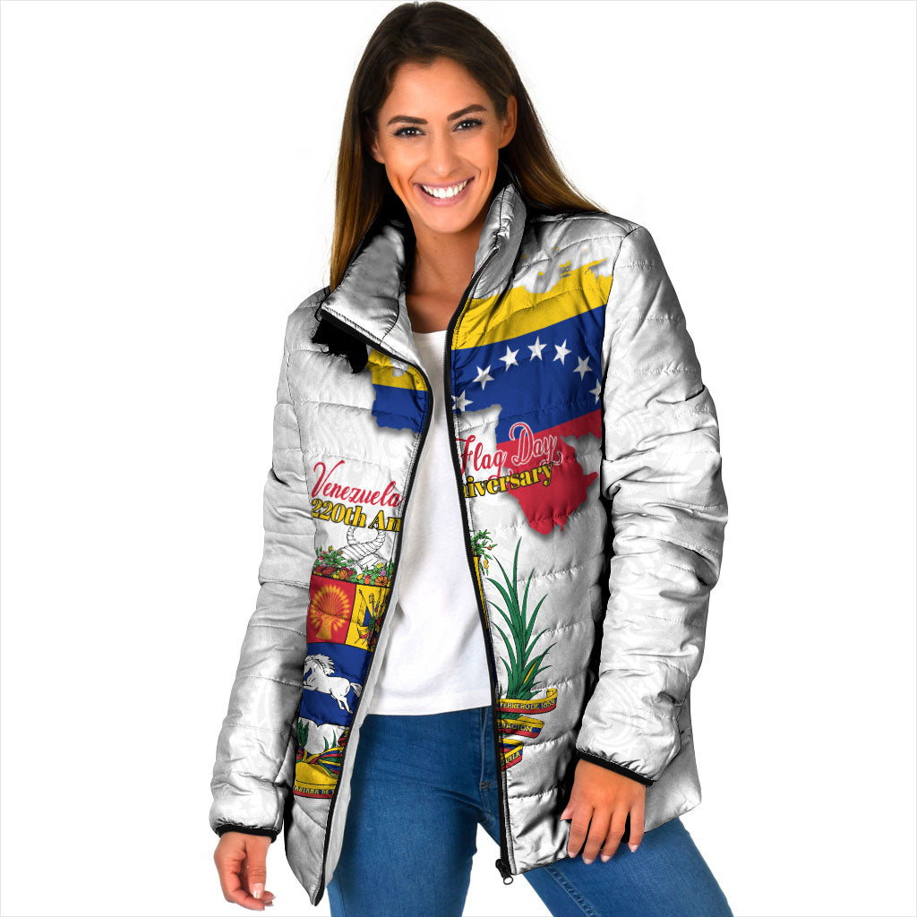 Venezuela Flag Day 220th Anniversary Padded Jacket Patriotic Map Coat Of Arms Subtle
