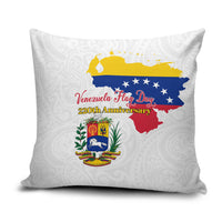 Venezuela Flag Day 220th Anniversary Pillow Cover Patriotic Map Coat Of Arms Subtle