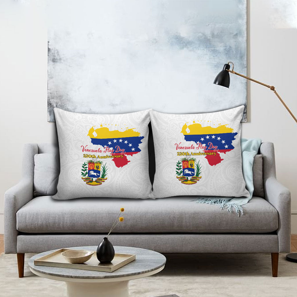 Venezuela Flag Day 220th Anniversary Pillow Cover Patriotic Map Coat Of Arms Subtle