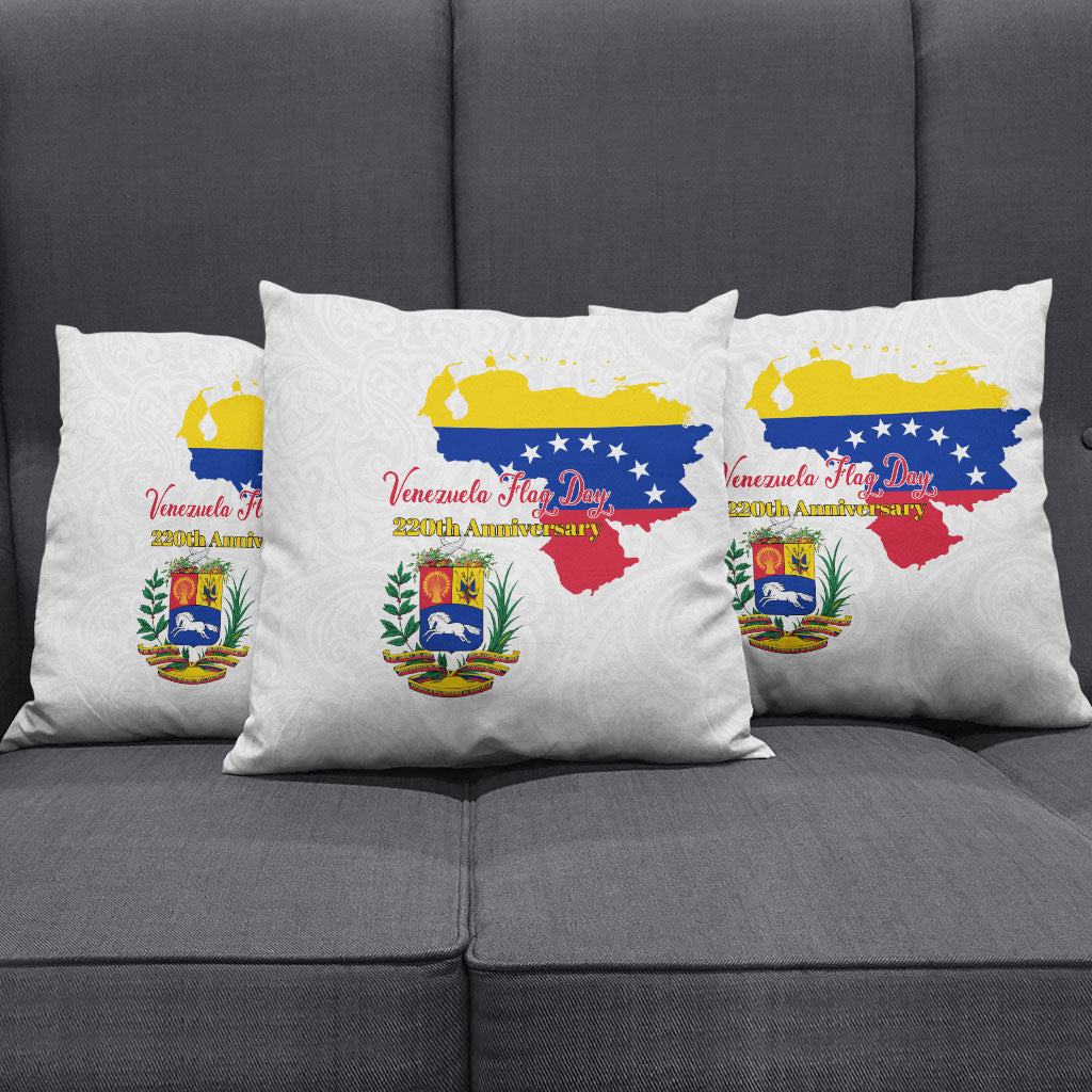 Venezuela Flag Day 220th Anniversary Pillow Cover Patriotic Map Coat Of Arms Subtle