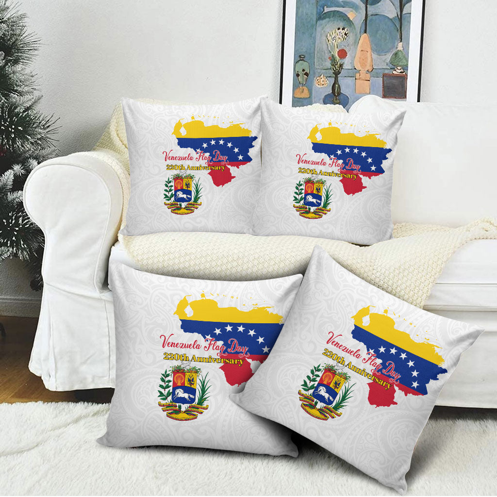 Venezuela Flag Day 220th Anniversary Pillow Cover Patriotic Map Coat Of Arms Subtle