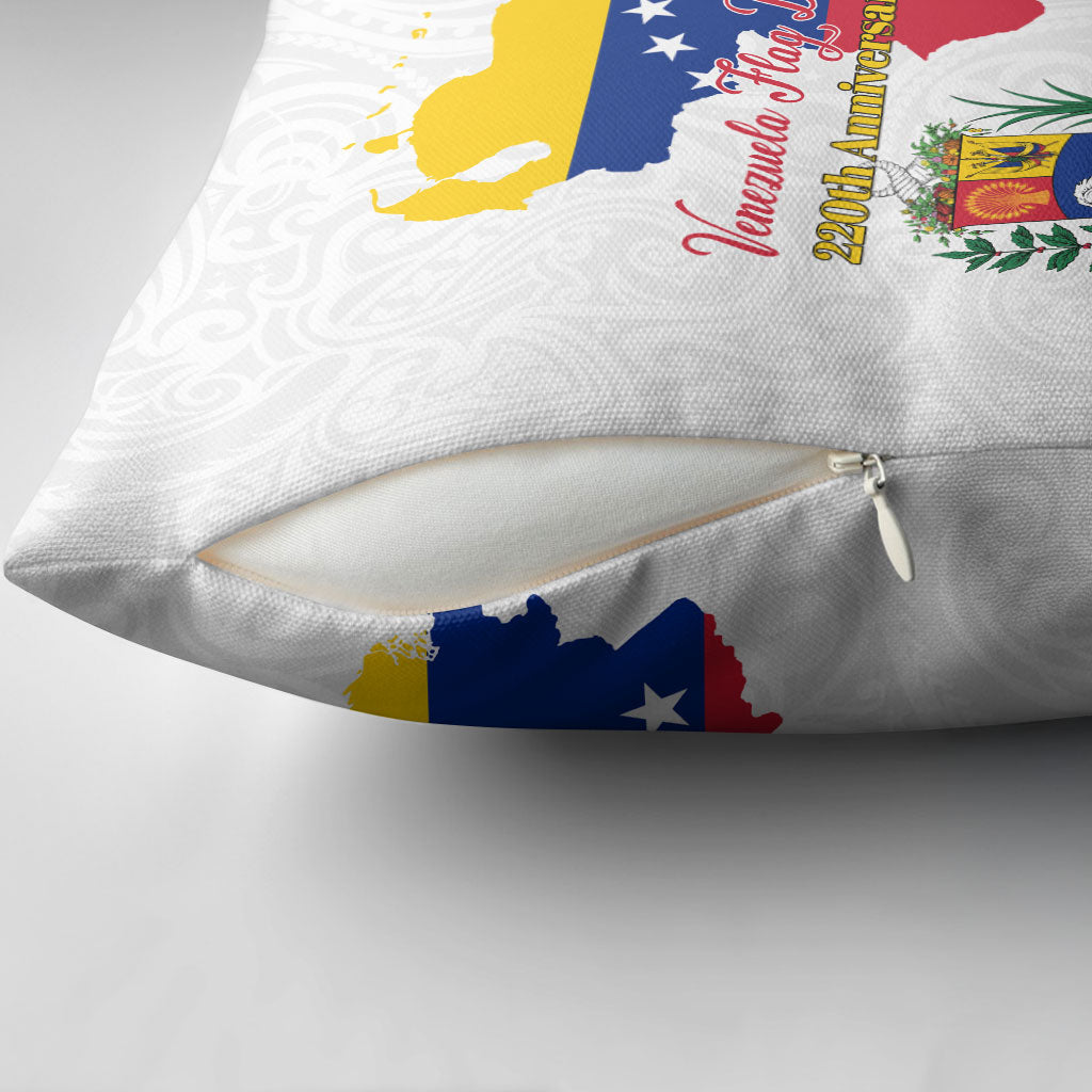 Venezuela Flag Day 220th Anniversary Pillow Cover Patriotic Map Coat Of Arms Subtle